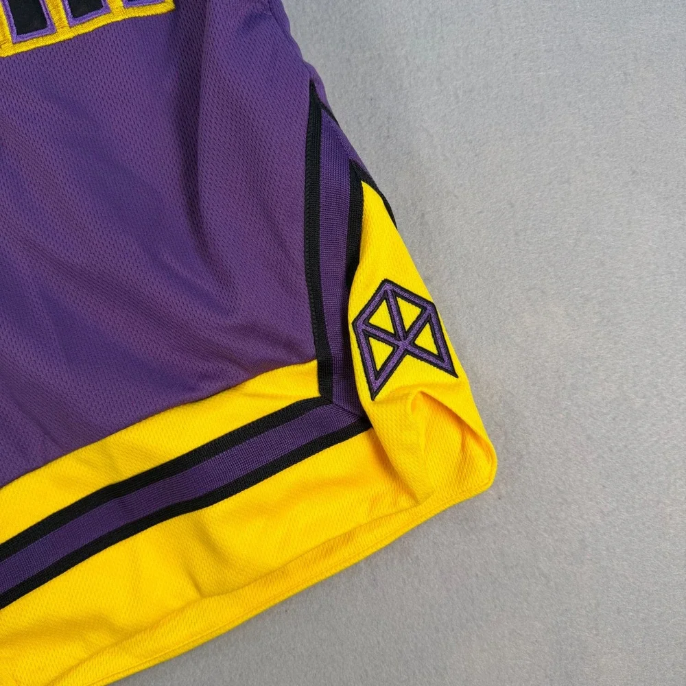 Rawgear Mens Basketball Shorts Purple Yellow vintage  Mesh Athletic Gym  Large